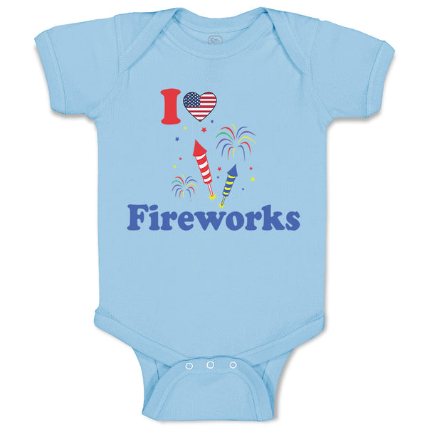 Baby Clothes I Love Fireworks 4Th of July Independence Baby Bodysuits Cotton