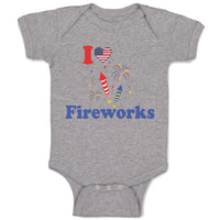 Baby Clothes I Love Fireworks 4Th of July Independence Baby Bodysuits Cotton