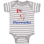 Baby Clothes I Love Fireworks 4Th of July Independence Baby Bodysuits Cotton