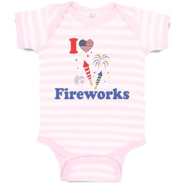 Baby Clothes I Love Fireworks 4Th of July Independence Baby Bodysuits Cotton