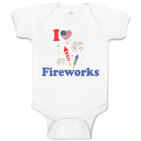 Baby Clothes I Love Fireworks 4Th of July Independence Baby Bodysuits Cotton