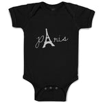 Baby Clothes Paris Eiffel Tower Black Alphabet & Monograms Love Baby Bodysuits