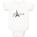 Baby Clothes Paris Eiffel Tower Black Alphabet & Monograms Love Baby Bodysuits