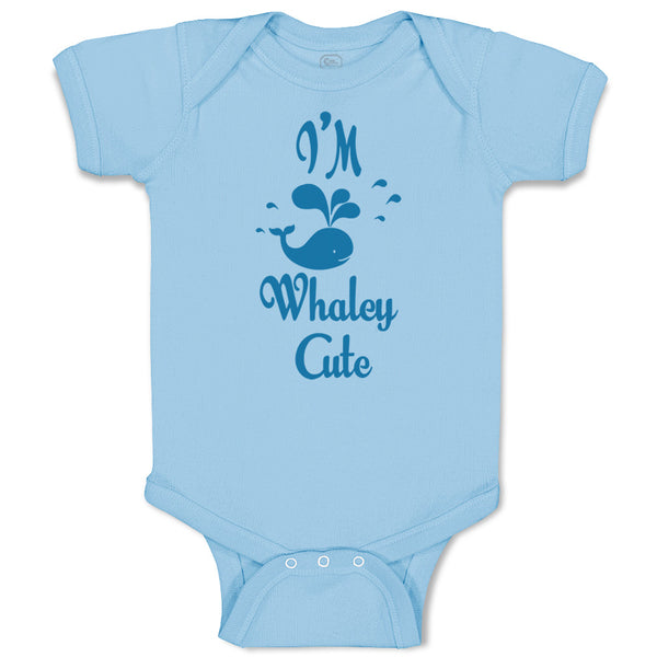 Baby Clothes Blue Smiling Whale I'M Whaley Cute Ocean Sea Life Baby Bodysuits