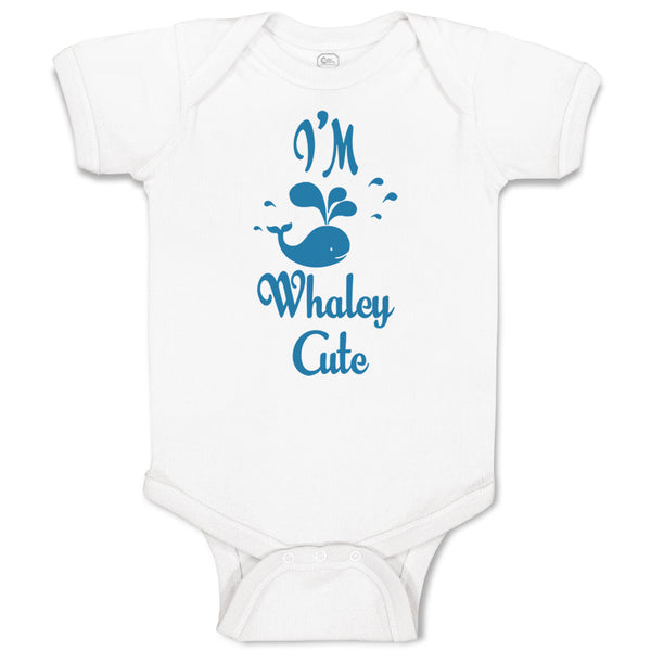 Baby Clothes Blue Smiling Whale I'M Whaley Cute Ocean Sea Life Baby Bodysuits