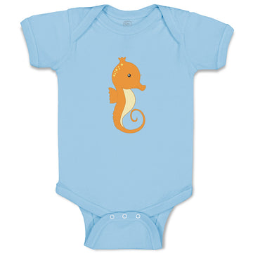 Baby Clothes Orange Seahorse 2 Animals Ocean Baby Bodysuits Boy & Girl Cotton