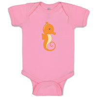 Baby Clothes Orange Seahorse 2 Animals Ocean Baby Bodysuits Boy & Girl Cotton