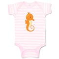 Baby Clothes Orange Seahorse 2 Animals Ocean Baby Bodysuits Boy & Girl Cotton