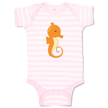 Baby Clothes Orange Seahorse 2 Animals Ocean Baby Bodysuits Boy & Girl Cotton