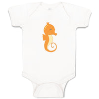 Baby Clothes Orange Seahorse 2 Animals Ocean Baby Bodysuits Boy & Girl Cotton