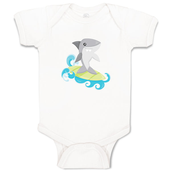 Baby Clothes Shark Surfing Animals Ocean Baby Bodysuits Boy & Girl Cotton