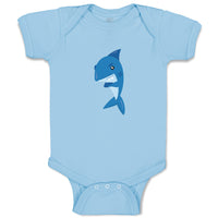 Baby Clothes Navy Shark Animals Ocean Baby Bodysuits Boy & Girl Cotton