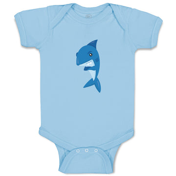 Baby Clothes Navy Shark Animals Ocean Baby Bodysuits Boy & Girl Cotton