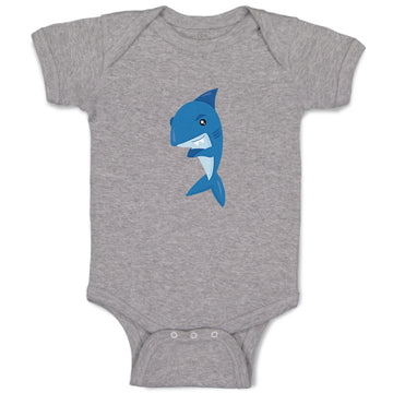 Baby Clothes Navy Shark Animals Ocean Baby Bodysuits Boy & Girl Cotton