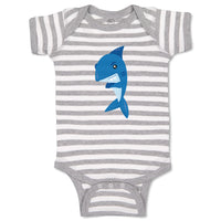 Baby Clothes Navy Shark Animals Ocean Baby Bodysuits Boy & Girl Cotton