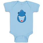 Baby Clothes Navy Shark Face Animals Ocean Baby Bodysuits Boy & Girl Cotton