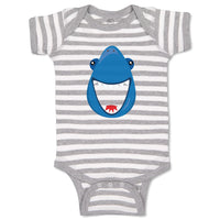 Baby Clothes Navy Shark Face Animals Ocean Baby Bodysuits Boy & Girl Cotton