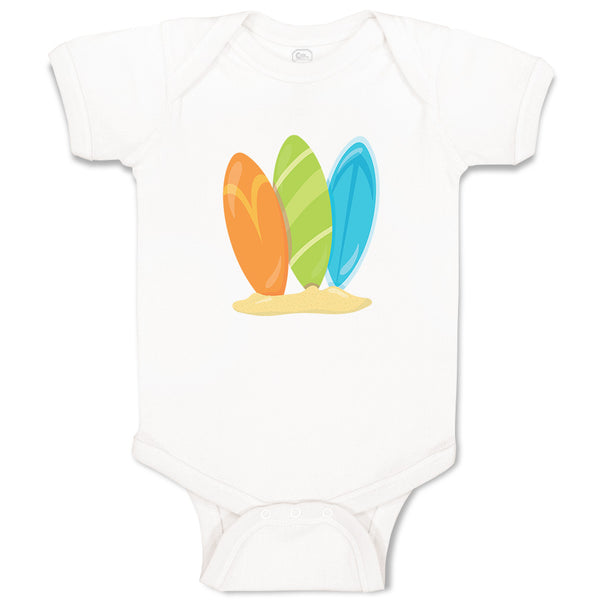 Baby Clothes 3 Surfboards Boys Nature Ocean & Beach Baby Bodysuits Cotton