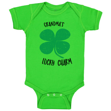 Baby Clothes Grandma's Lucky Charm St Patrick's Irish Clover Shamrock Cotton