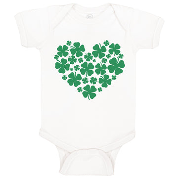 Baby Clothes Heart Love Shamrock Clover St Patrick's Irish Ireland Cotton