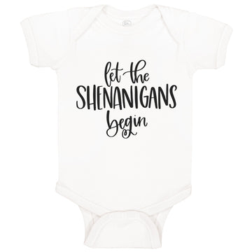 Baby Clothes Let Shenanigans Funny Shamrock Clover Patrick's Patty Cotton