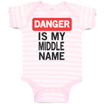 Baby Clothes Danger Is My Middle Name Funny Humor Style A Baby Bodysuits Cotton