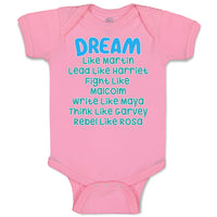 Baby Clothes Dream like Martin - Lead like Harriet - Fight like Malcom - Cotton