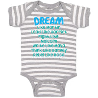 Baby Clothes Dream like Martin - Lead like Harriet - Fight like Malcom - Cotton