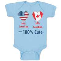 Baby Clothes 50% American + 50% Canadian = 100% Cute Baby Bodysuits Cotton