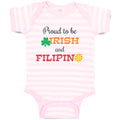 Baby Clothes Proud to Be Irish and Filipino Baby Bodysuits Boy & Girl Cotton