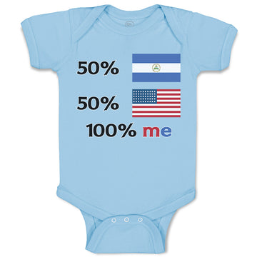 Baby Clothes 50% Nicaraguan + 50% Usa = 100% Me Baby Bodysuits Boy & Girl Cotton