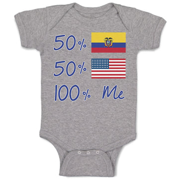 Baby Clothes 50%Ecuador + 50% American = 100% Me Baby Bodysuits Cotton
