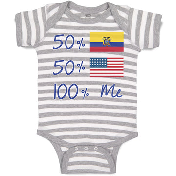 Baby Clothes 50%Ecuador + 50% American = 100% Me Baby Bodysuits Cotton