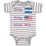 Baby Clothes 50% Honduran + 50% Usa = 100% Me Baby Bodysuits Boy & Girl Cotton