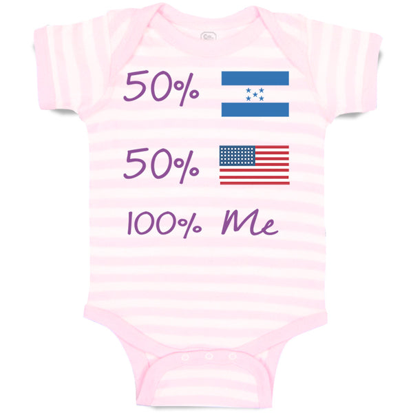 Baby Clothes 50% Honduran + 50% Usa = 100% Me Baby Bodysuits Boy & Girl Cotton
