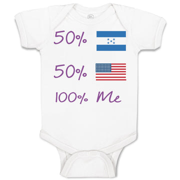 Baby Clothes 50% Honduran + 50% Usa = 100% Me Baby Bodysuits Boy & Girl Cotton