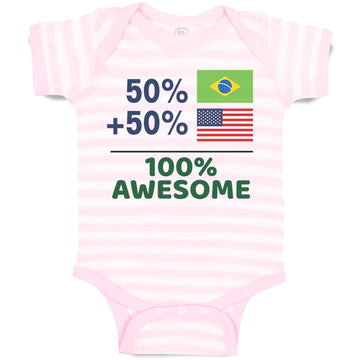 Baby Clothes 50% Brazilian + 50% American = 100% Awesome Baby Bodysuits Cotton