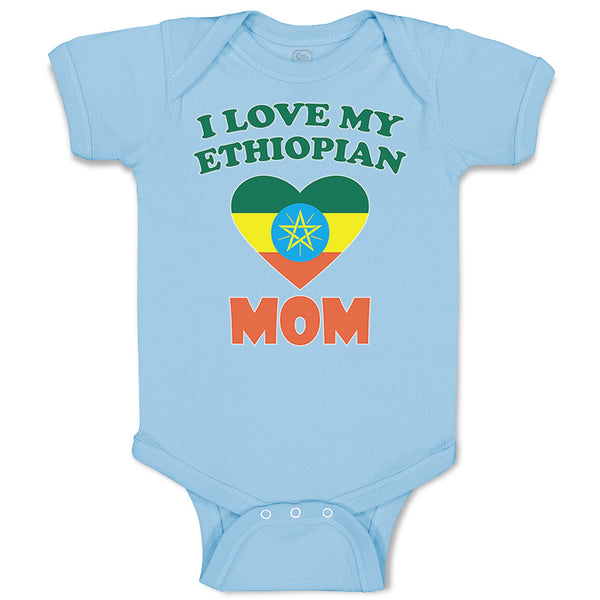 Baby Clothes I Love My Ethiopian Mom Baby Bodysuits Boy & Girl Cotton