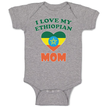 Baby Clothes I Love My Ethiopian Mom Baby Bodysuits Boy & Girl Cotton