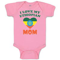 Baby Clothes I Love My Ethiopian Mom Baby Bodysuits Boy & Girl Cotton