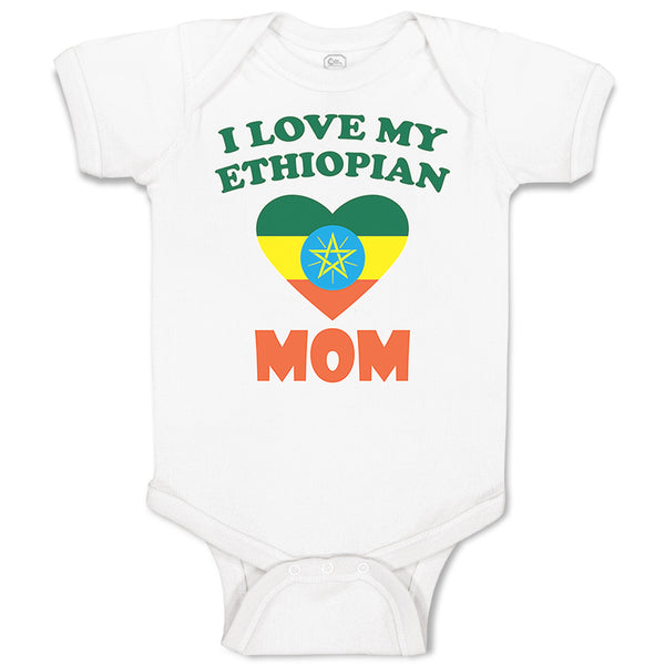 Baby Clothes I Love My Ethiopian Mom Baby Bodysuits Boy & Girl Cotton