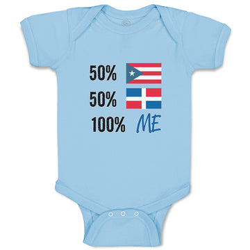 Baby Clothes 50% Puerto Rican 50% Dominican = 100% Me Baby Bodysuits Cotton