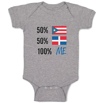 Baby Clothes 50% Puerto Rican 50% Dominican = 100% Me Baby Bodysuits Cotton