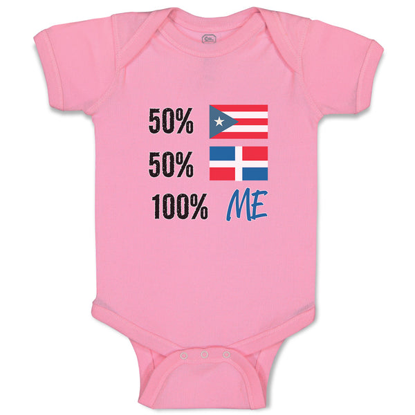 Baby Clothes 50% Puerto Rican 50% Dominican = 100% Me Baby Bodysuits Cotton