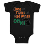 Baby Clothes Lions and Tigers and Red Wings Oh My Baby Bodysuits Cotton