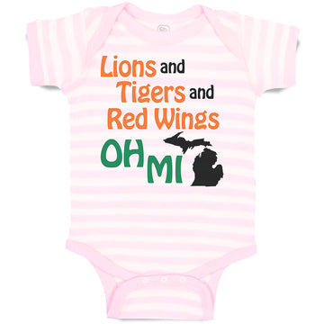 Baby Clothes Lions and Tigers and Red Wings Oh My Baby Bodysuits Cotton