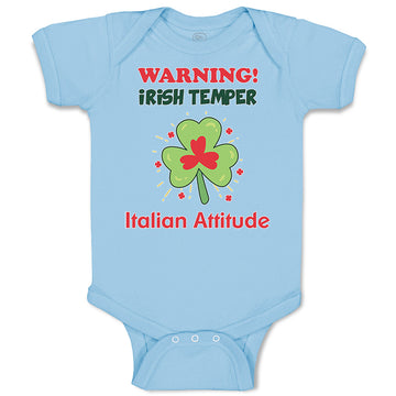 Baby Clothes Warning Irish Temper - Italian Attitude Baby Bodysuits Cotton