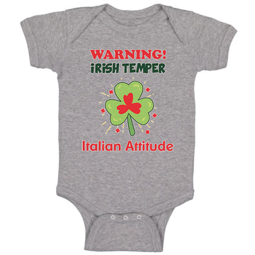 Baby Clothes Warning Irish Temper - Italian Attitude Baby Bodysuits Cotton