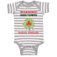 Baby Clothes Warning Irish Temper - Italian Attitude Baby Bodysuits Cotton