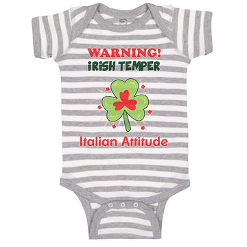 Baby Clothes Warning Irish Temper - Italian Attitude Baby Bodysuits Cotton